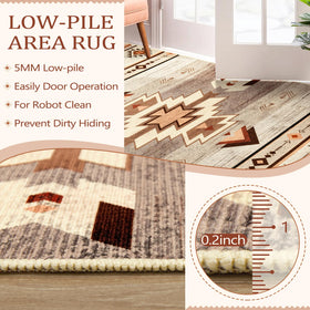B BENRON Western rug has low-pile, stain-resistant fibers for quick cleaning.