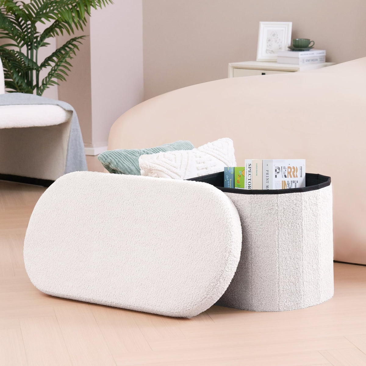 B FSOBEIIALEO foldable ottoman easy to set up and store.