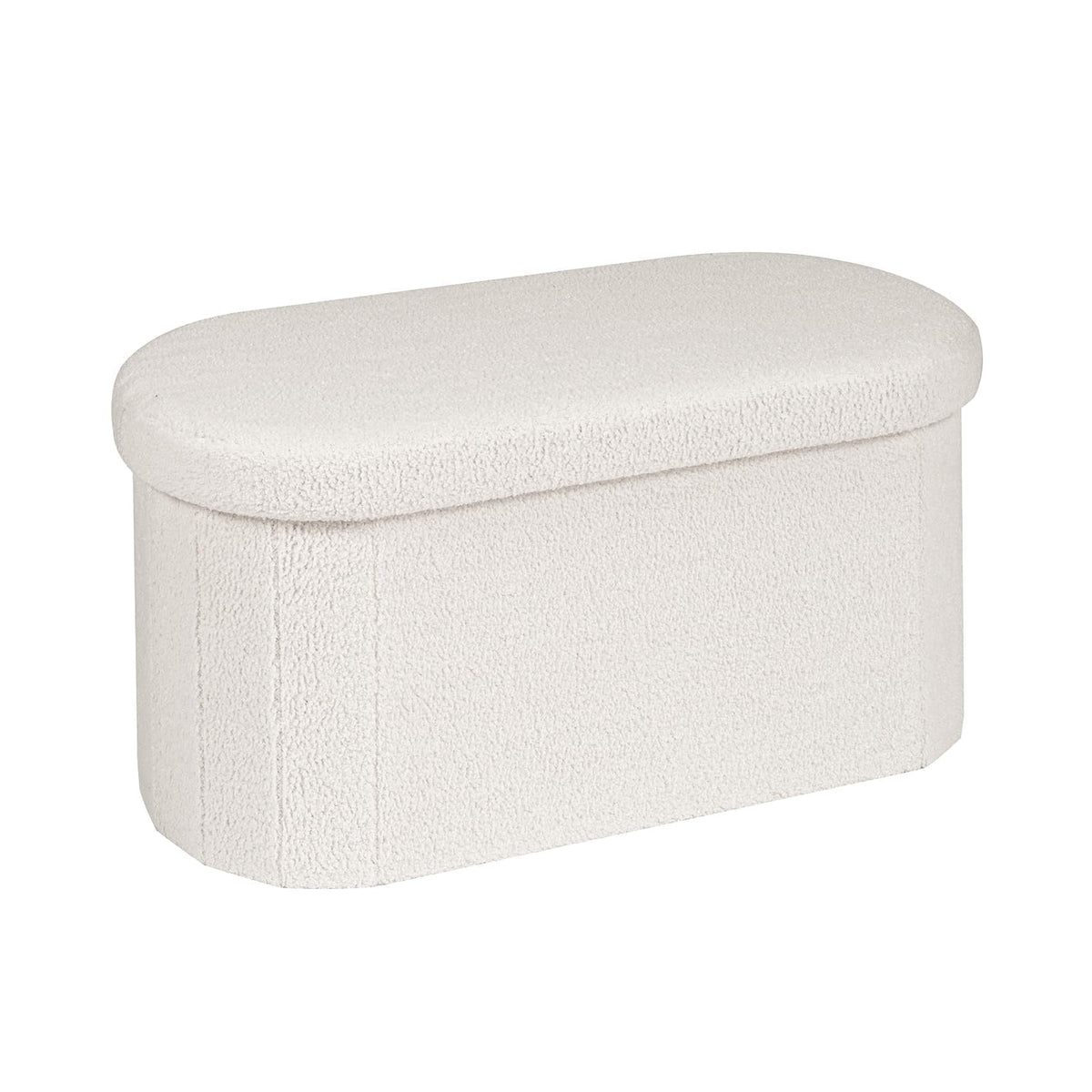 B FSOBEIIALEO ottoman storage in cream sherpa fabric for tidy living spaces.