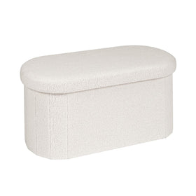 B FSOBEIIALEO ottoman storage in cream sherpa fabric for tidy living spaces.