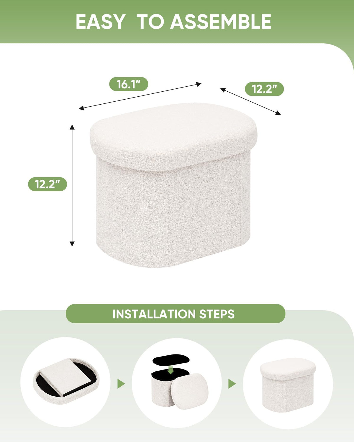 B FSOBEIIALEO 16.14-inch seat height, comfortable to sit or rest feet.