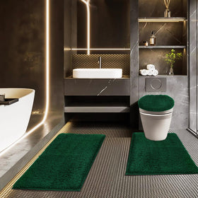 Baahrnom bathroom rug set shows a 32x20 bath rug with plush texture for barefoot comfort.