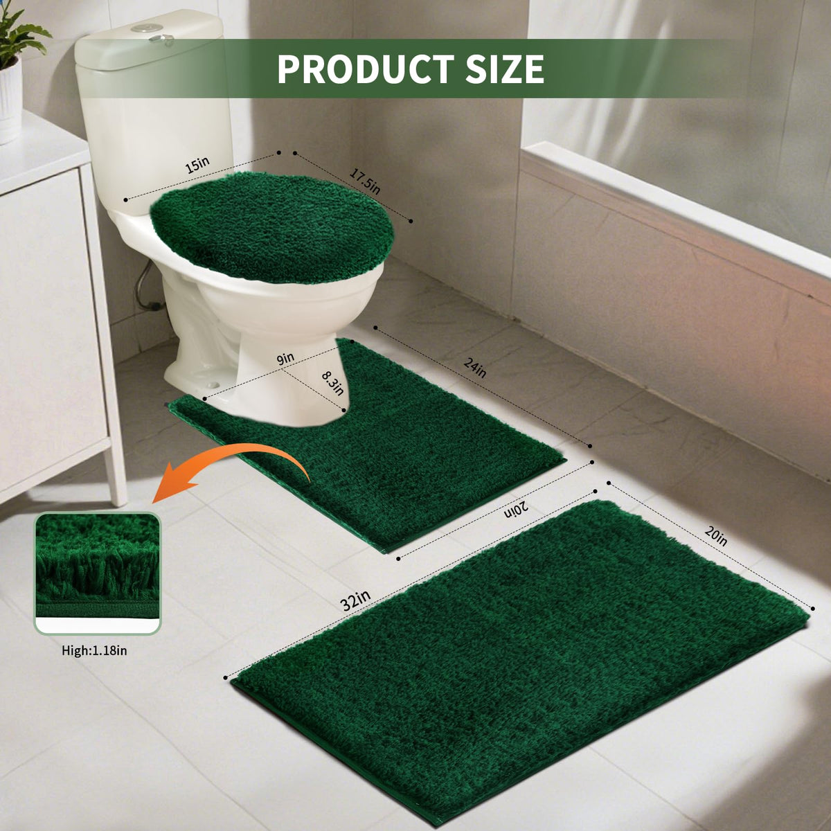 Baahrnom toilet mat 24x20 adds stable footing beside the sink.