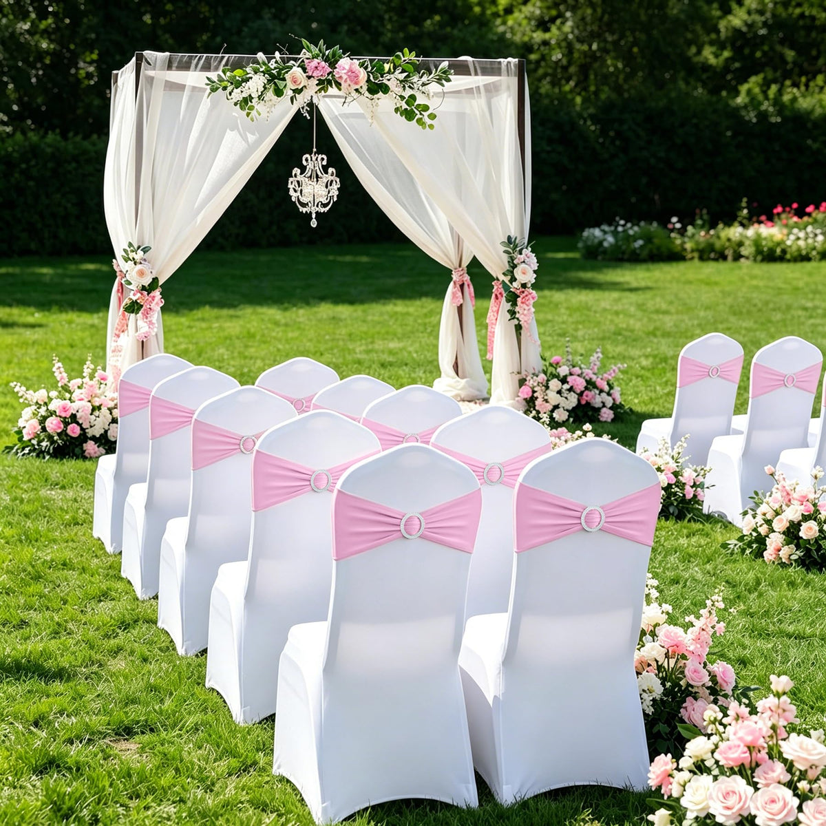Babenest pink chair sashes suitable for weddings banquets and celebrations