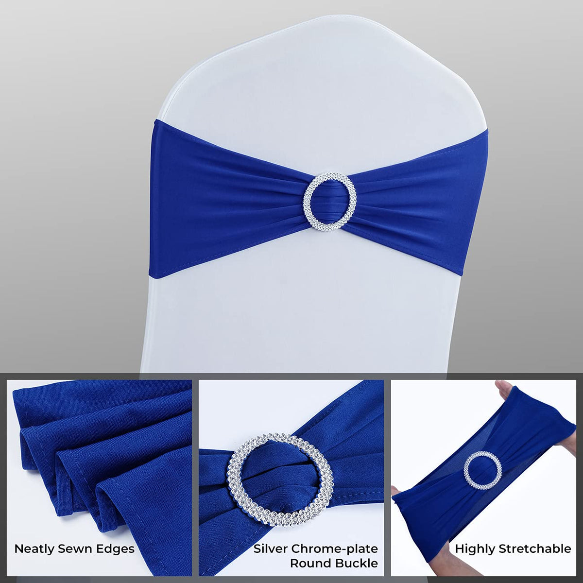 Babenest royal blue chair sash highlights ceremonial decor with refined color.