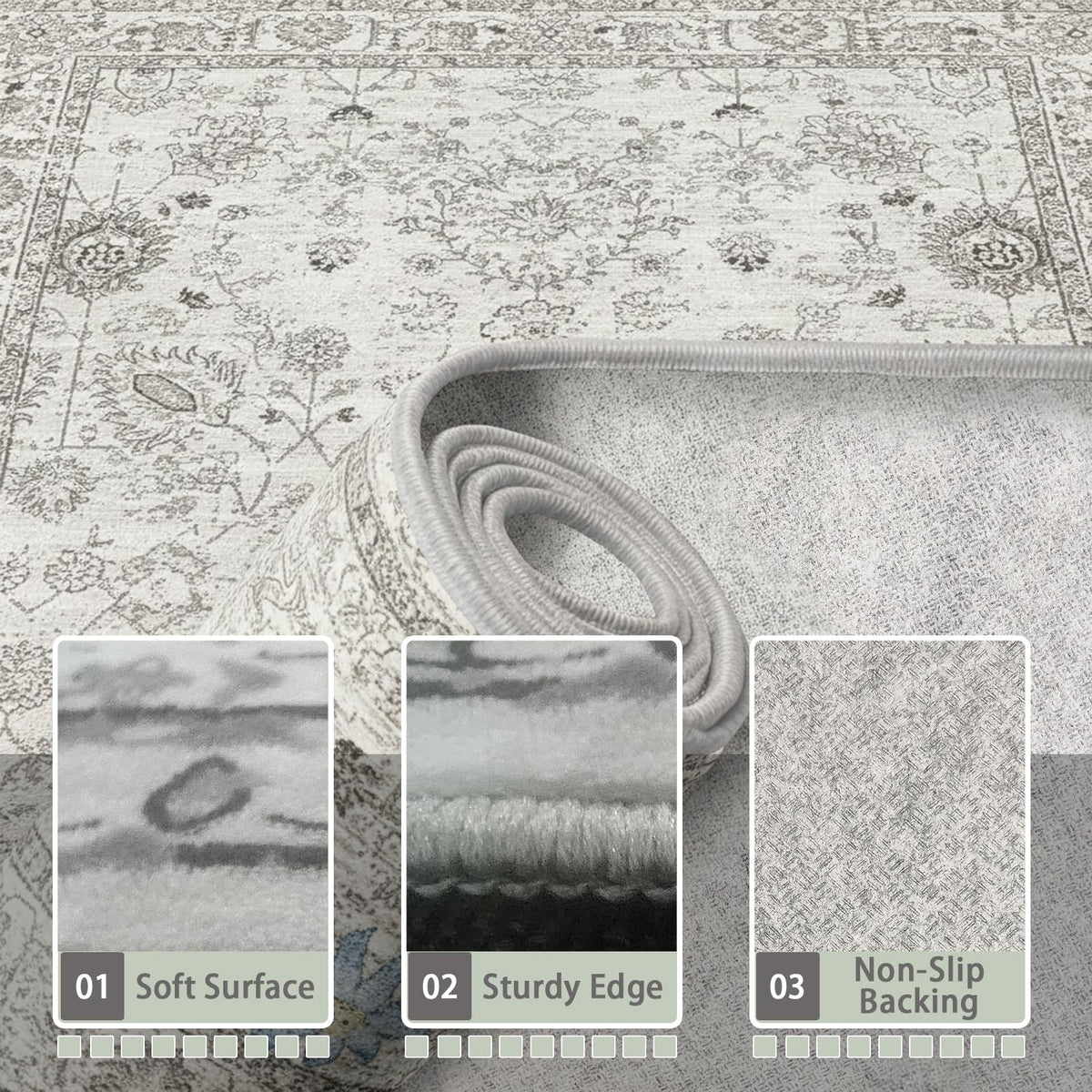 Babovid machine-washable rug simplifies cleaning after kids or pets.
