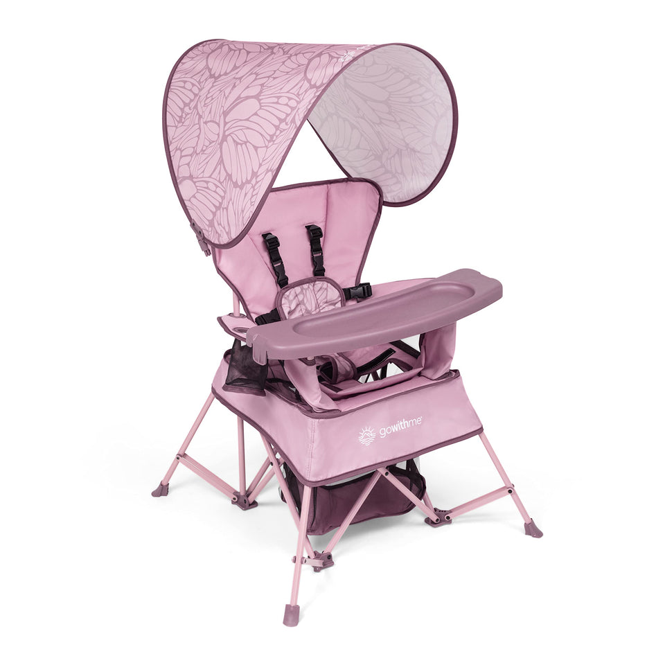 Baby Delight Go With Me Venture chair with sun canopy providing outdoor shade for a comfy outing