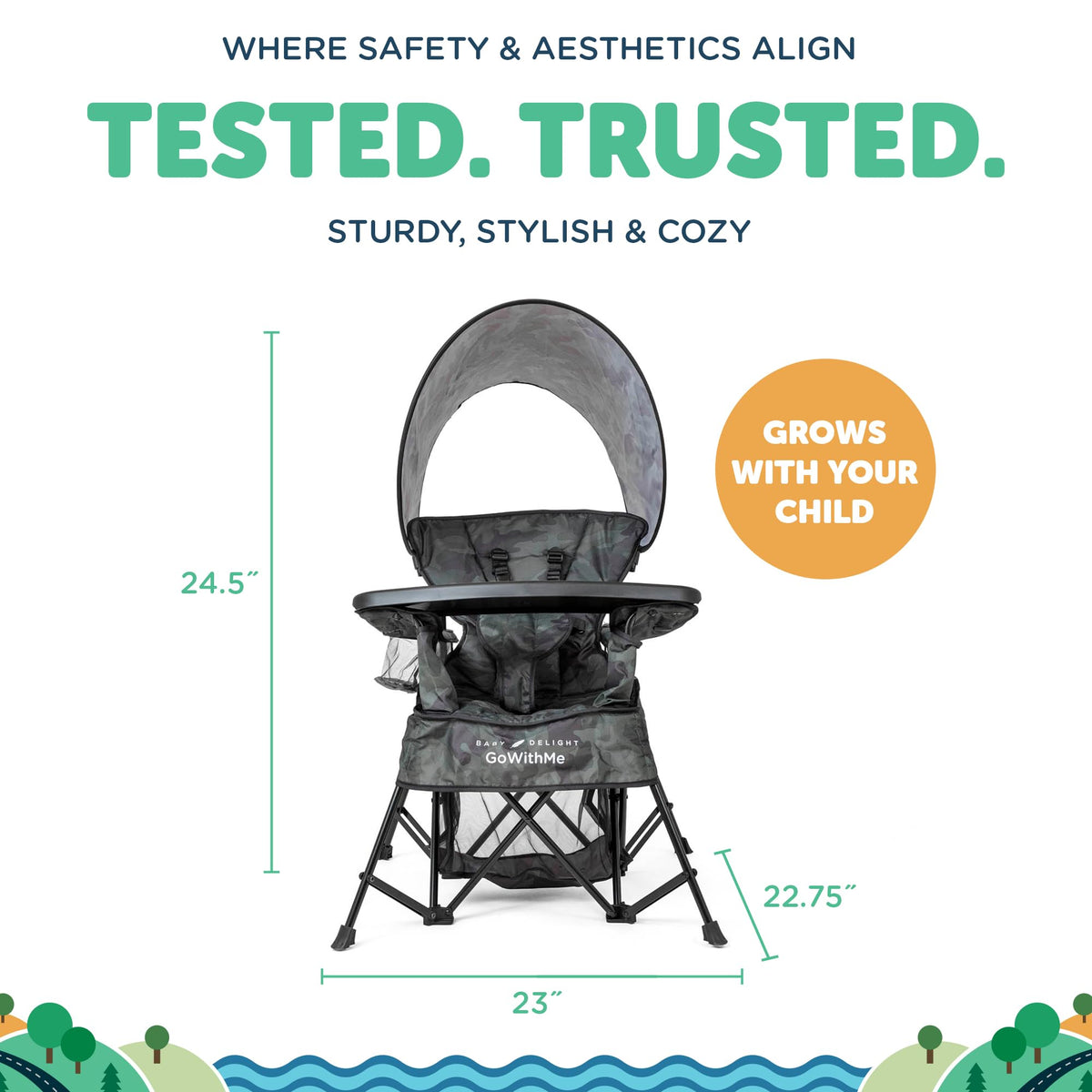 Five-point harness on Baby Delight Venture Chair for secure seating.
