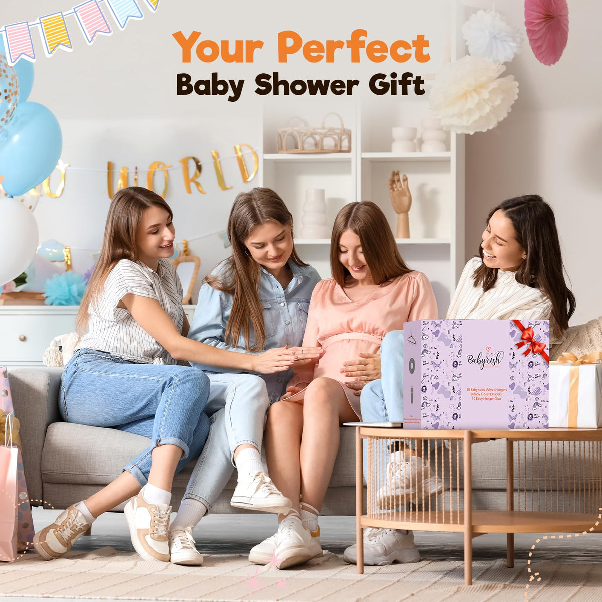 Babyrish hangers support up to 10 lb, growing with your child