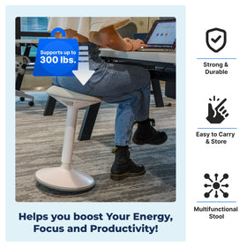 Backerz ergonomic wobble stool encourages micro-movements for better focus.