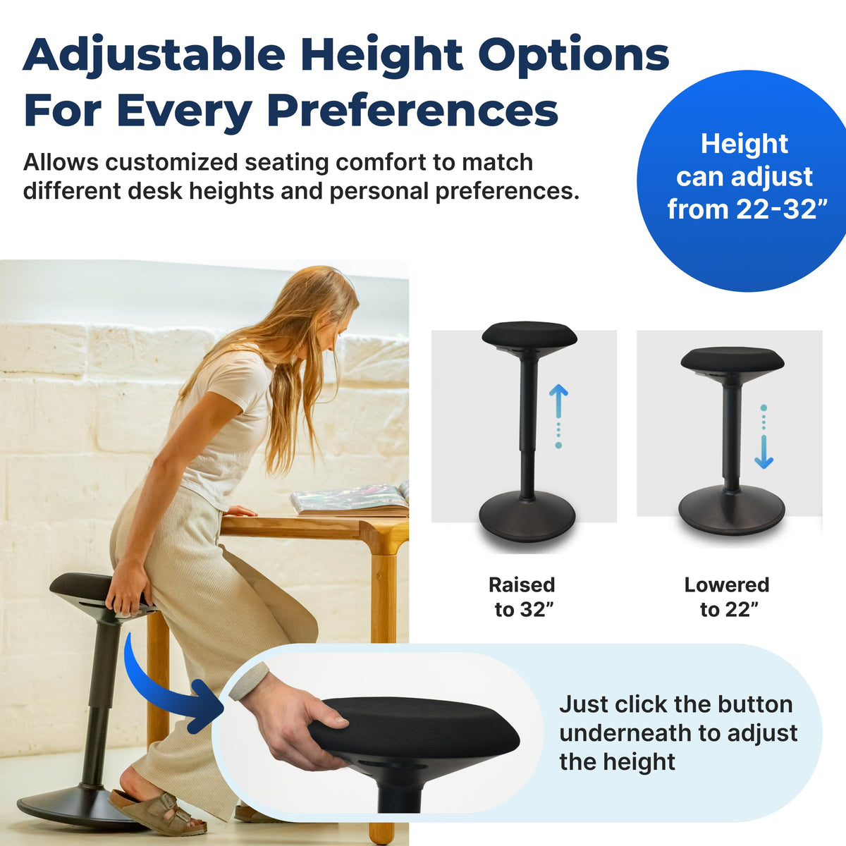 Backerz 2.4-inch foam seat cushions comfortable during long tasks.