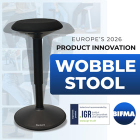 Backerz swivel desk-stool base aids easy reach across the workspace.