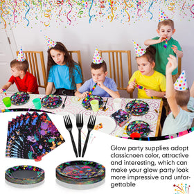 Baderke neon glow graffiti pattern close-up, eye-catching decor to elevate any party.