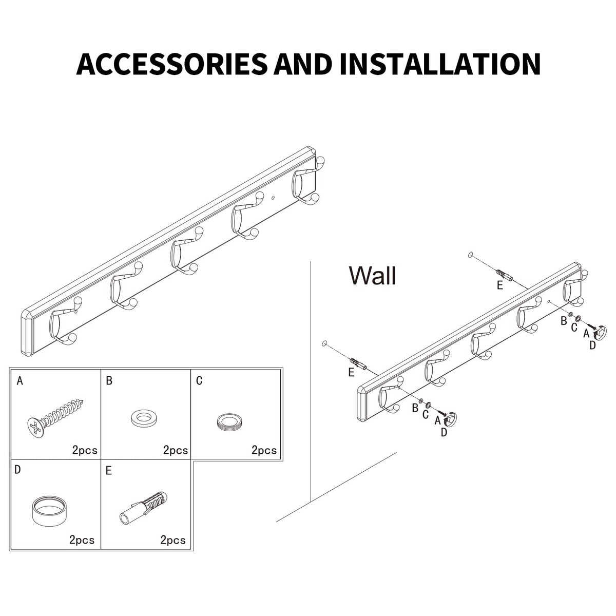 Easy installation of Badiano rack with pre-mounted hooks on smooth surfaces.