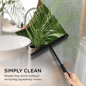 BADIONA black-finish squeegee adds a sleek, space-saving look to the bathroom.
