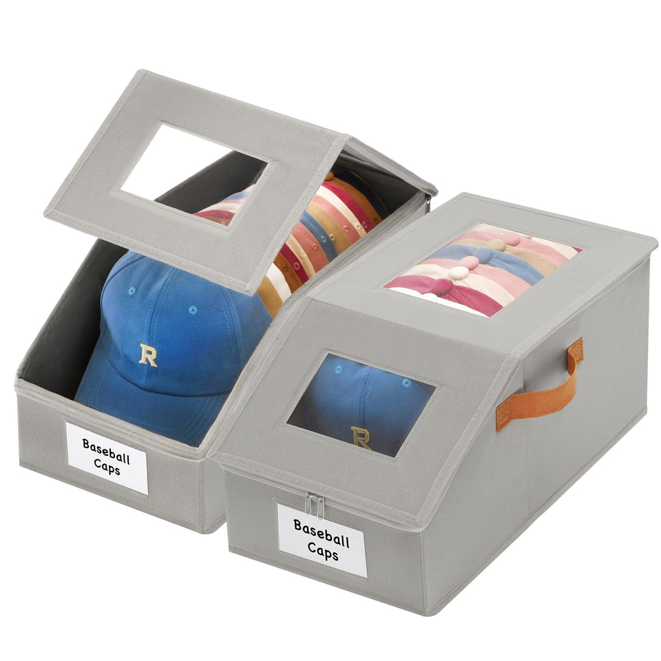 Baesyhom hat organizer with dual windows for quick hat visibility.