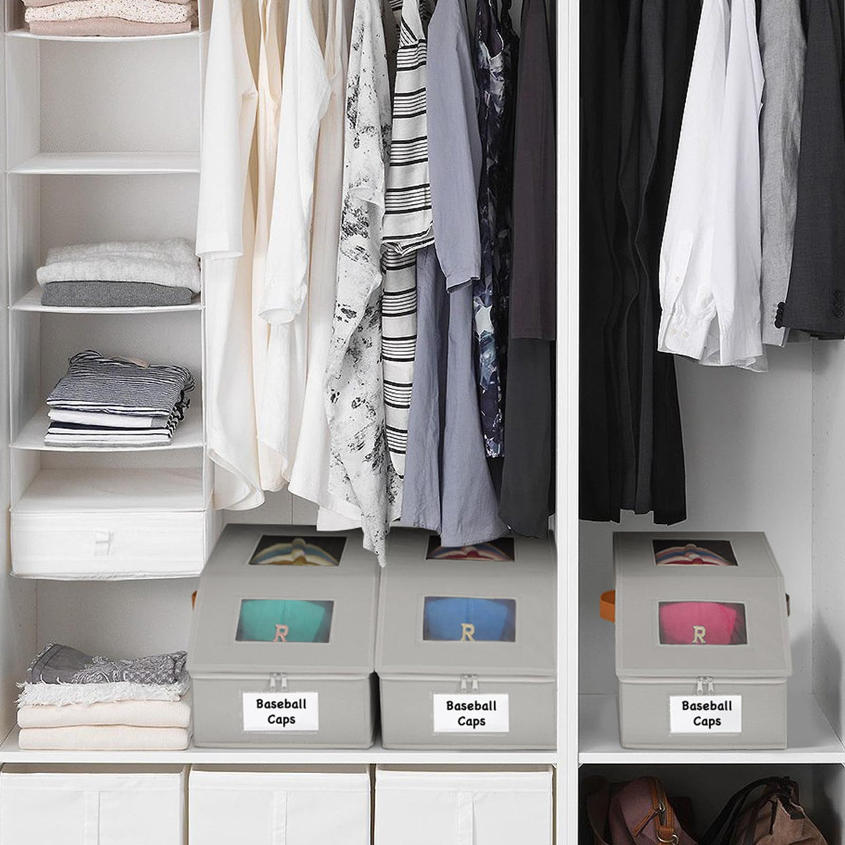 Baesyhom hat organizer folds flat for compact storage when not in use.