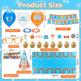 Bafeil blue-orange-white balloons for a bold birthday centerpiece