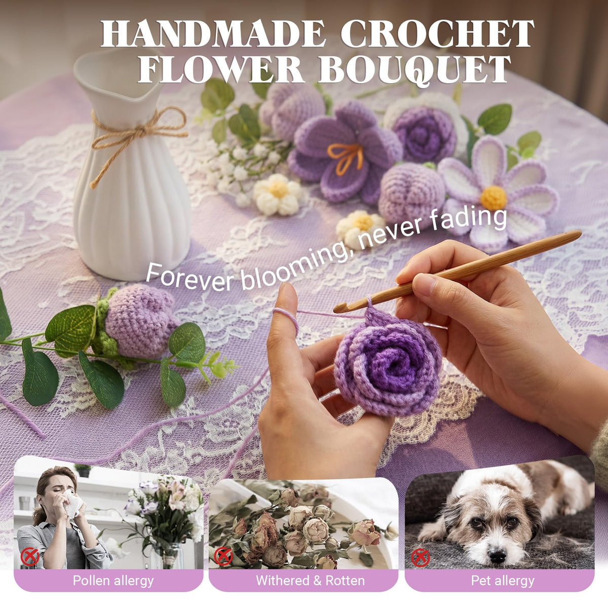 Bafeil crochet bouquet gesang flower: unique texture for any room