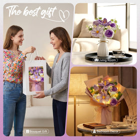Bafeil crochet bouquet purple daisies: brightens desks and shelves