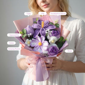 Bafeil crochet bouquet purple roses: romantic flair and durable keepsake