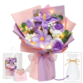 Bafeil crochet bouquet purple tulips: lifelike detail for a lasting gift