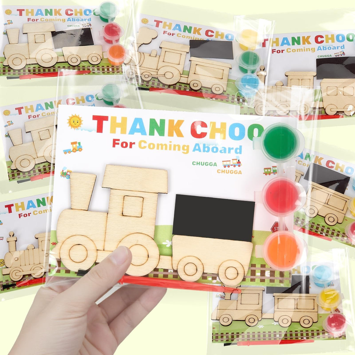 Bafeil train cutouts unfinished wood for kids' crafts and party decor.