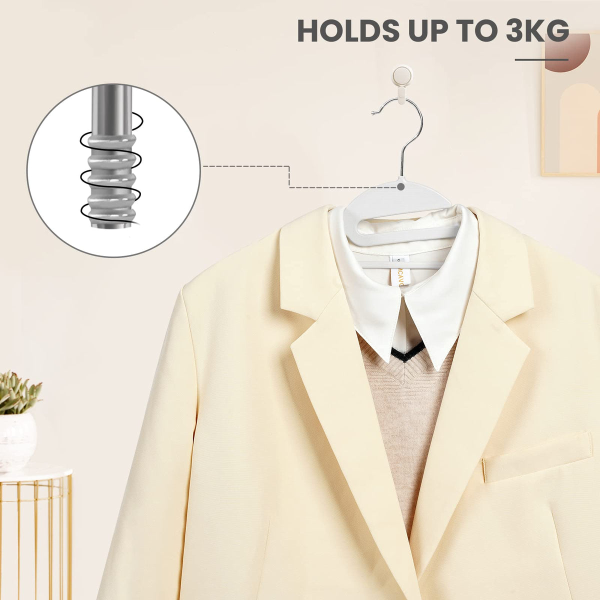 Bagail strong plastic construction supports heavier garments with durability.
