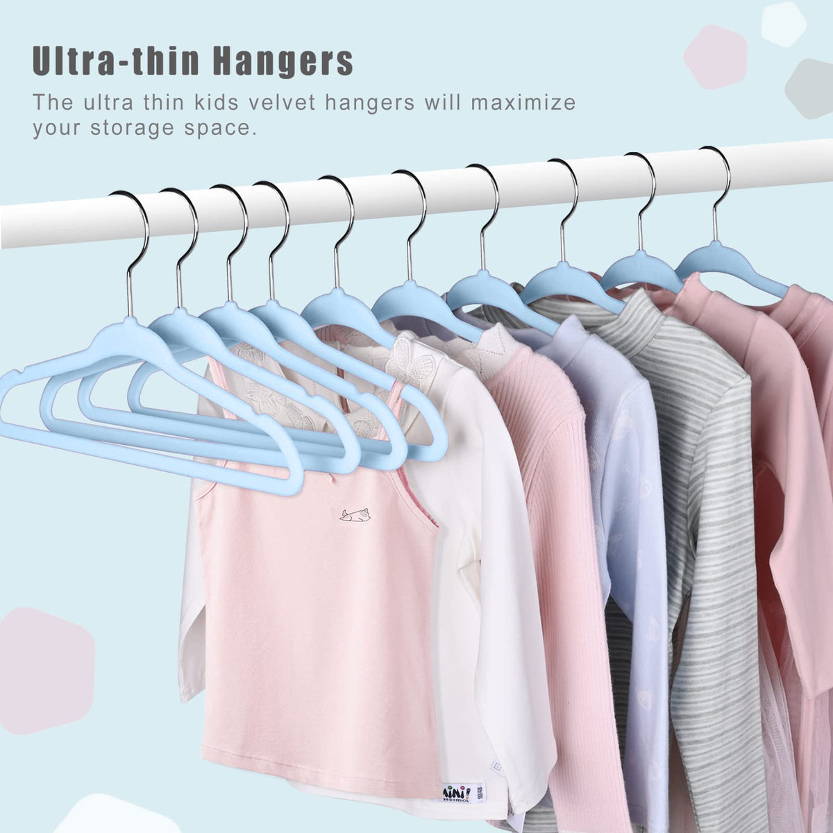 Bagail babyblue velvet hanger adds gentle color to kids clothes