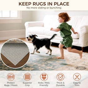 Close-up of BAGAIL BASICS non-slip rug pad showing dense grip for stability.