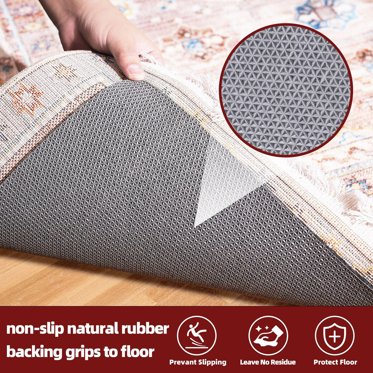 Bagail Basics cushioned underfoot rug pad cushions thin rugs for added comfort.