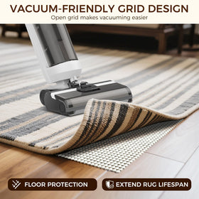 Protective BAGAIL BASICS rug pad shields hardwood floors from scratches.