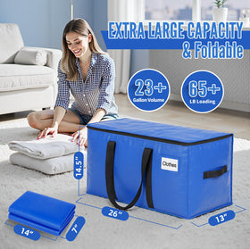 Bagail extra-large moving bags open to reveal a spacious zipper opening for quick packing.