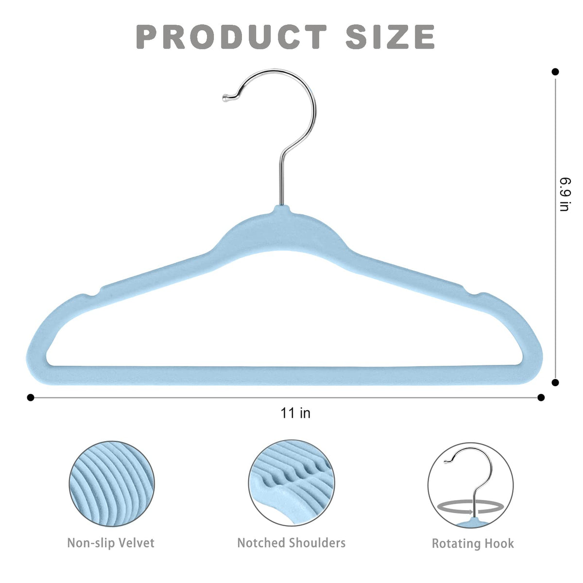 Bagail hanger with shoulder notches and velvet grip protects delicate garments