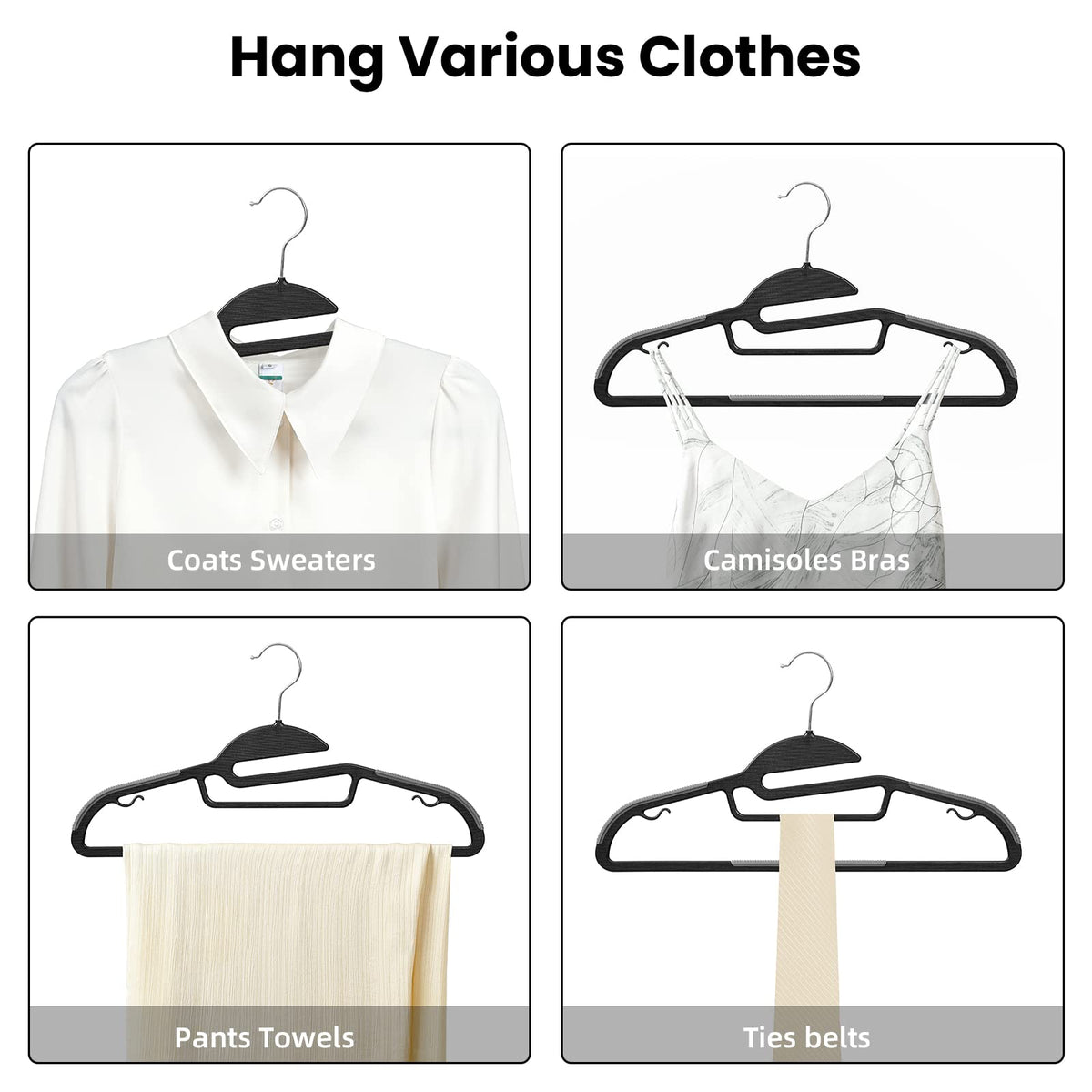 Bagail coat and sweater hangers supporting bulky apparel without distortion
