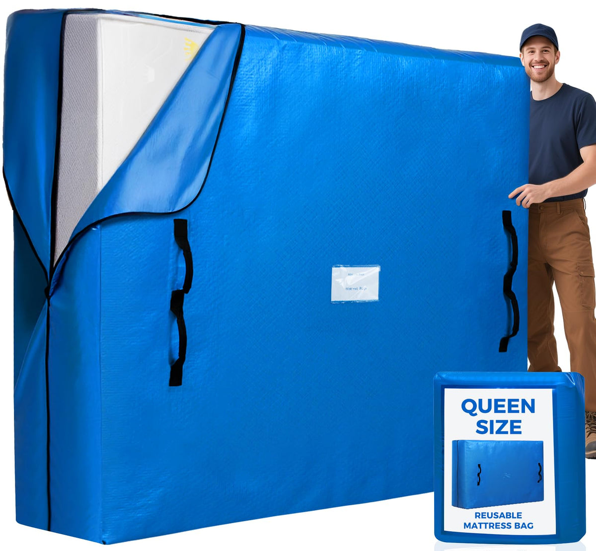 BAGAIL blue queen mattress bag for easy moving and storage