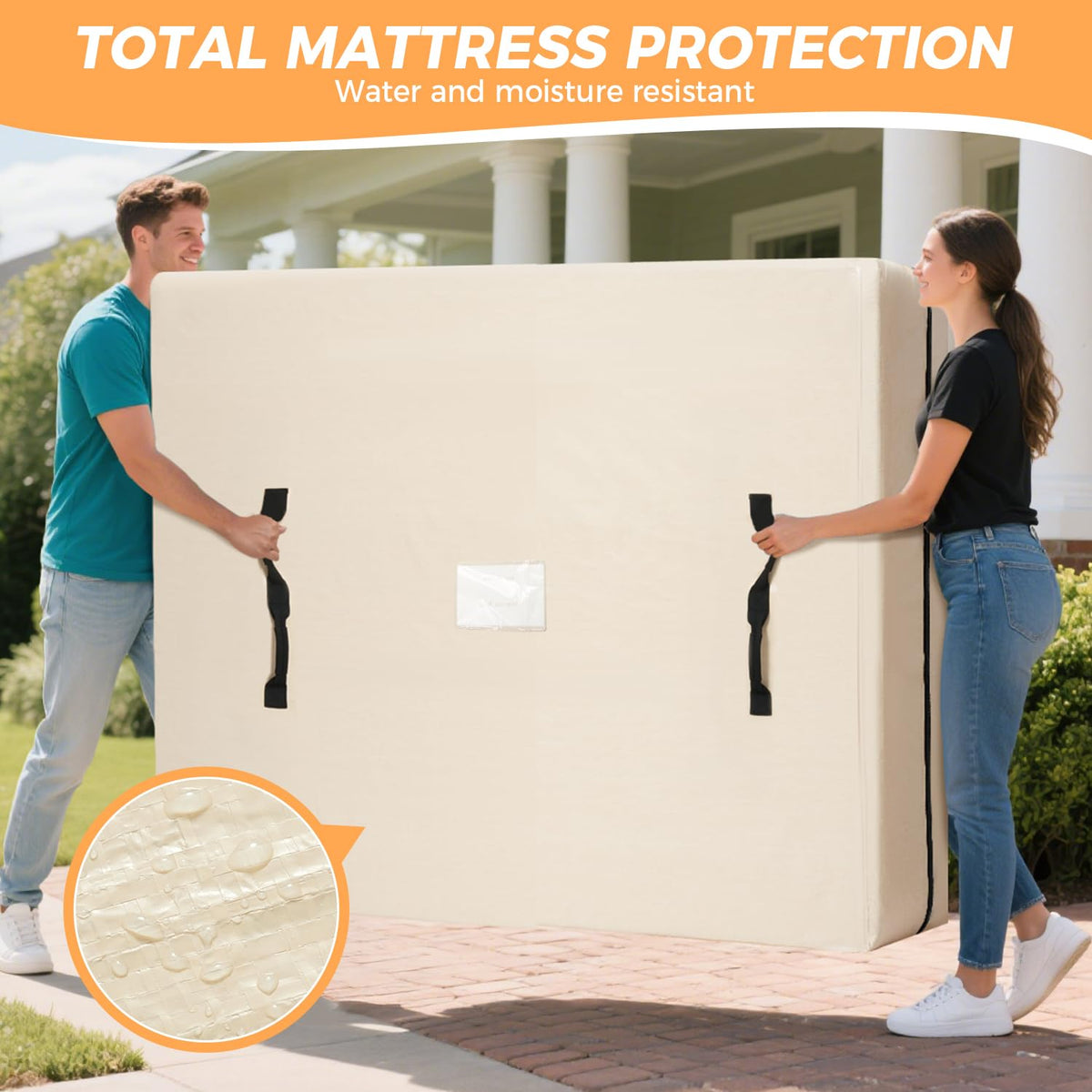 BAGAIL bag with buckle straps secures the mattress for safe transport.