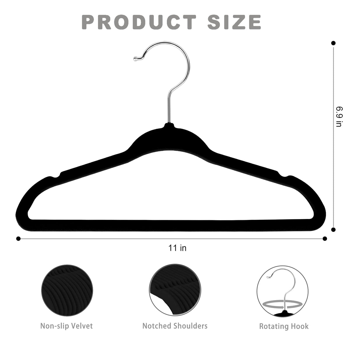 Bagail children's hanger close-up with velvet flocking and notches for delicate garments.