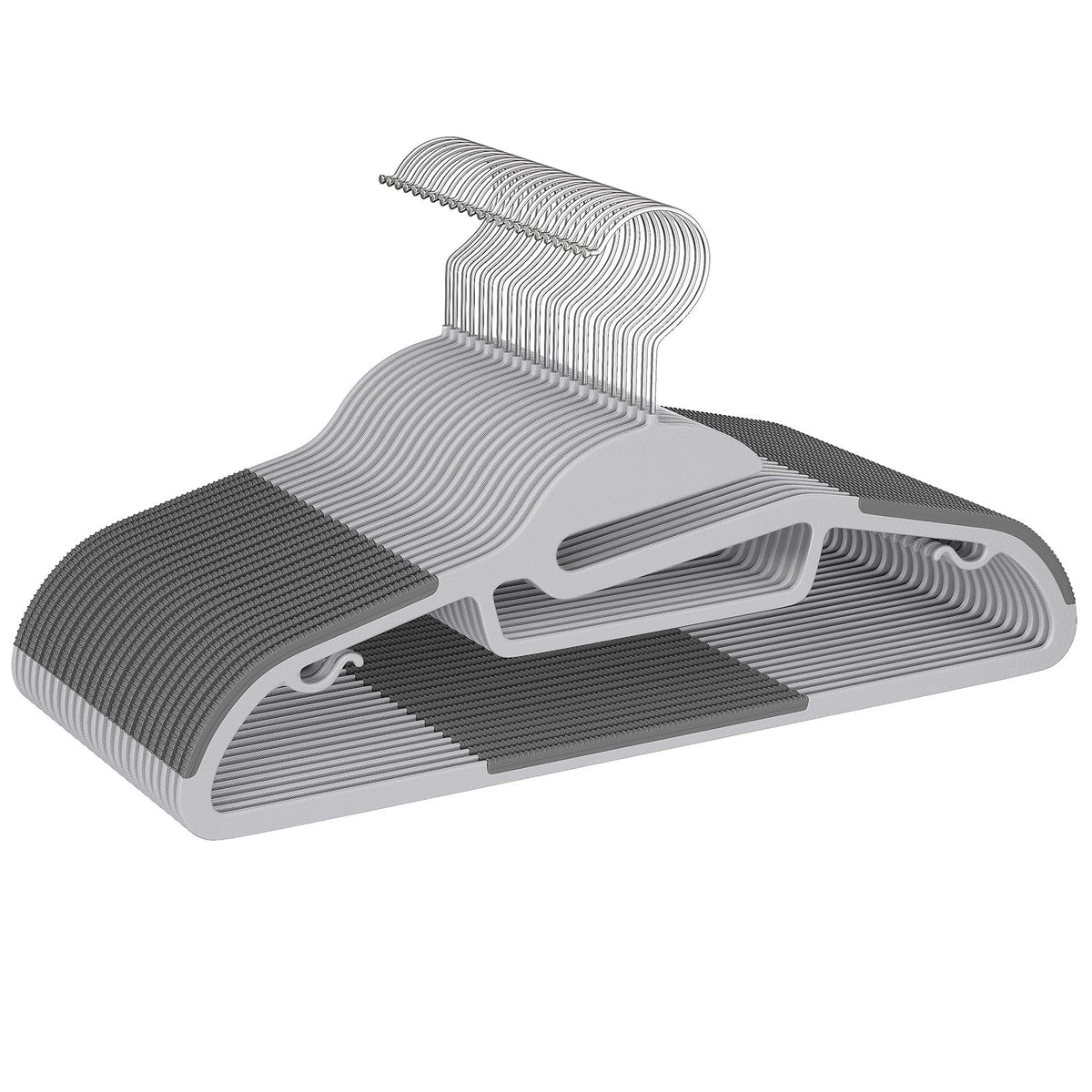 Bagail plastic hangers 50-pack with non-slip design secures clothing.