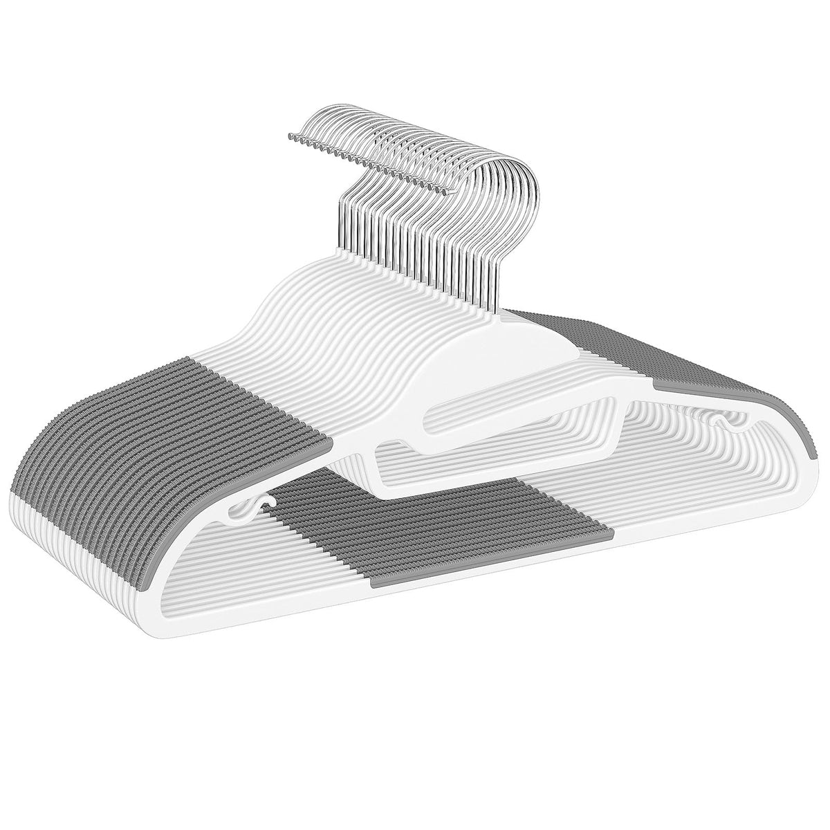 Bagail plastic hangers 50-pack with non-slip design for sturdy closet organization.