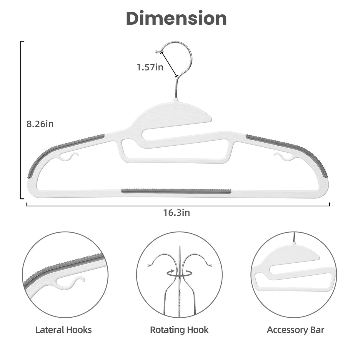Bagail S-shaped plastic hanger protects collars and simplifies hanger removal.