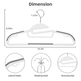Bagail S-shaped plastic hanger protects collars and simplifies hanger removal.