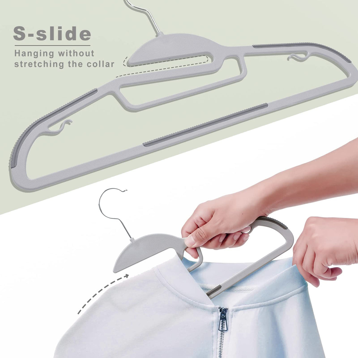 Bagail slim profile 0-2inch saves closet space.