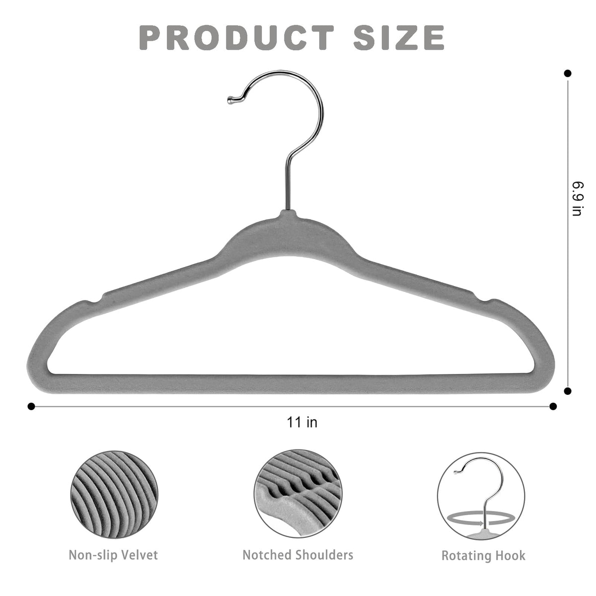 BAGAIL 11-inch velvet kids hanger pack arranged for tidy closet.