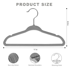 BAGAIL 11-inch velvet kids hanger pack arranged for tidy closet.