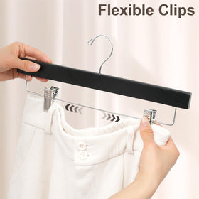 BAGAIL wooden hanger with anti-rust clips protects fabrics