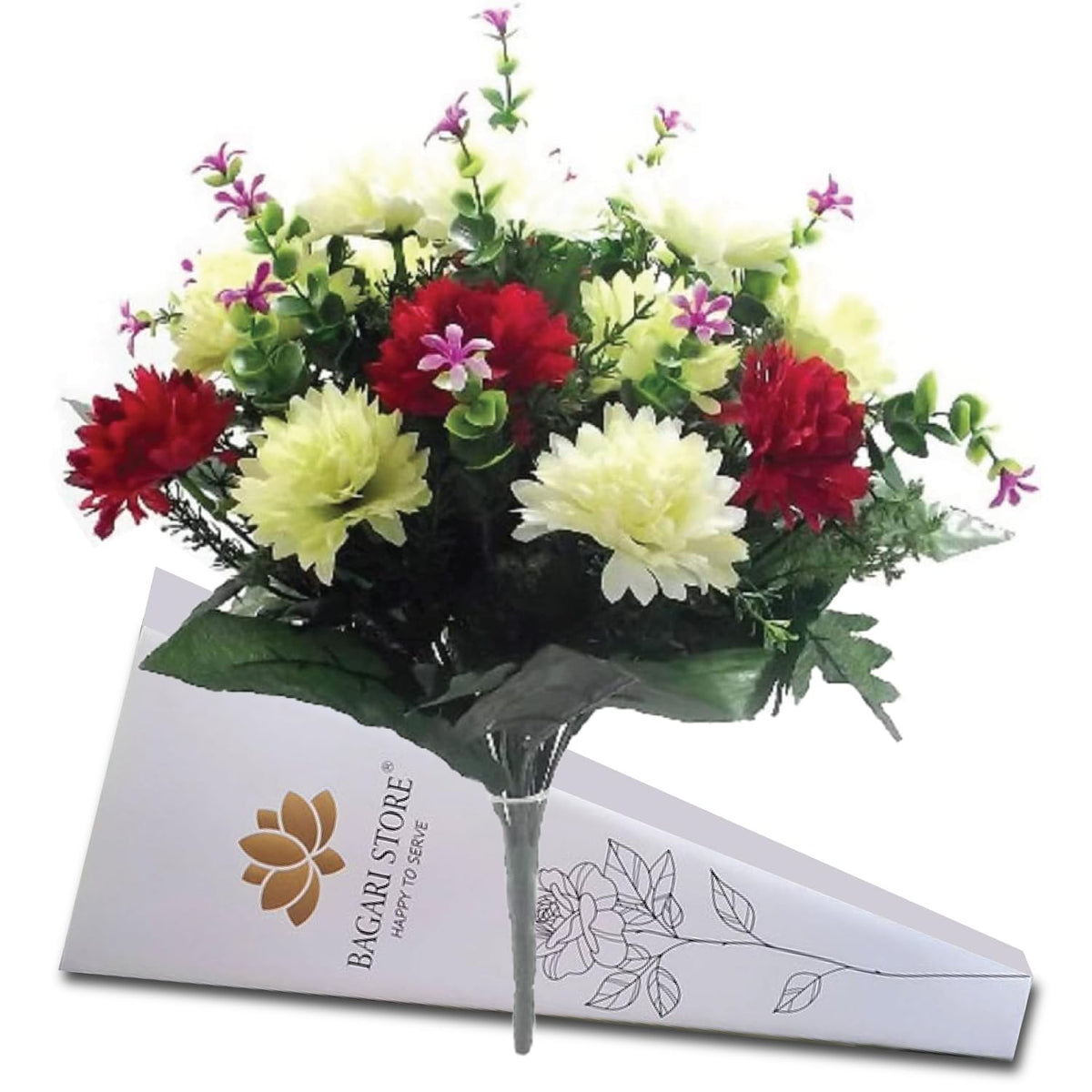 Bagari artificial flowers ivory 16-inch bouquet for year-round home decor