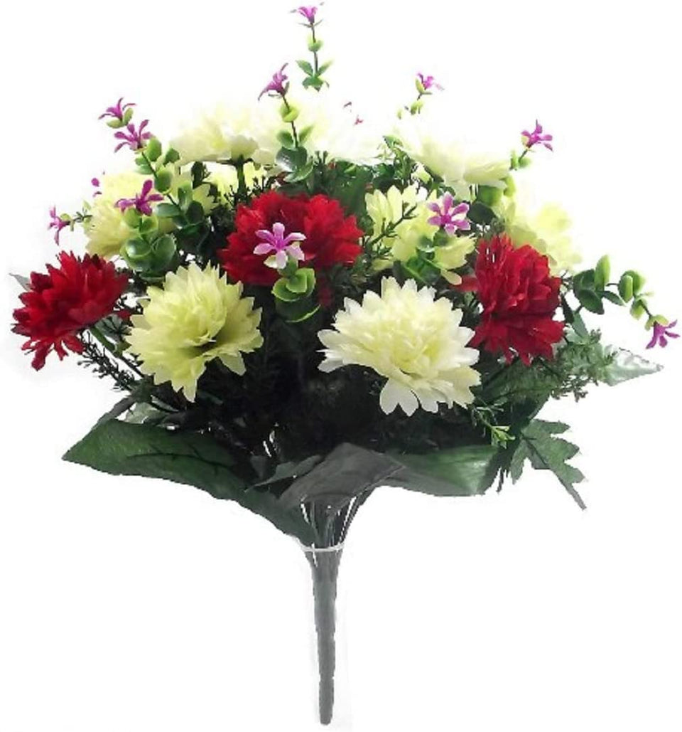 Bagari artificial flowers large mixed bush 41cm in ivory green red for year-round decor
