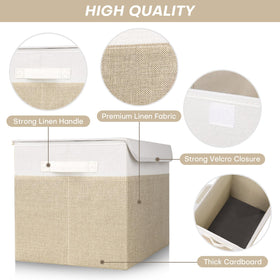 Bagnizer beige and white closet-organizer bin, perfect for seasonal clothing.