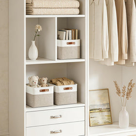 Bagnizer beige-white storage cube side view complements any decor.